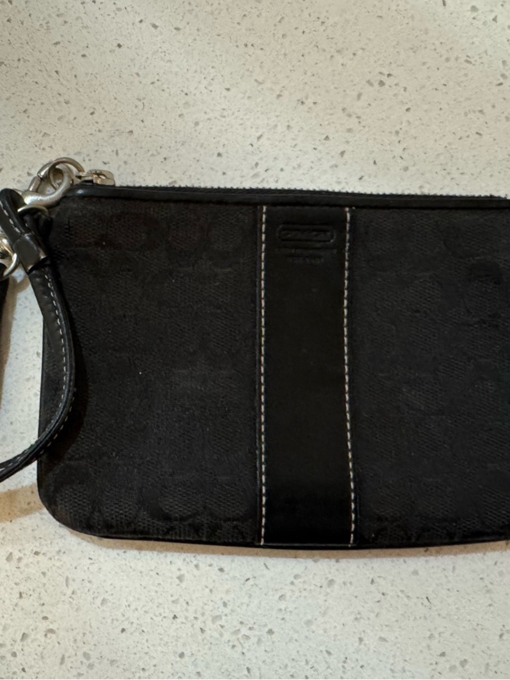 Coach Black Signature Jacquard Wristlet